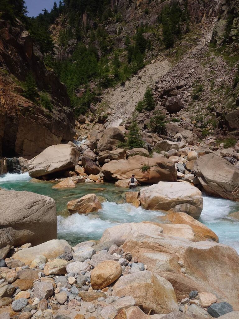 第一吊橋跡上流の渡渉点